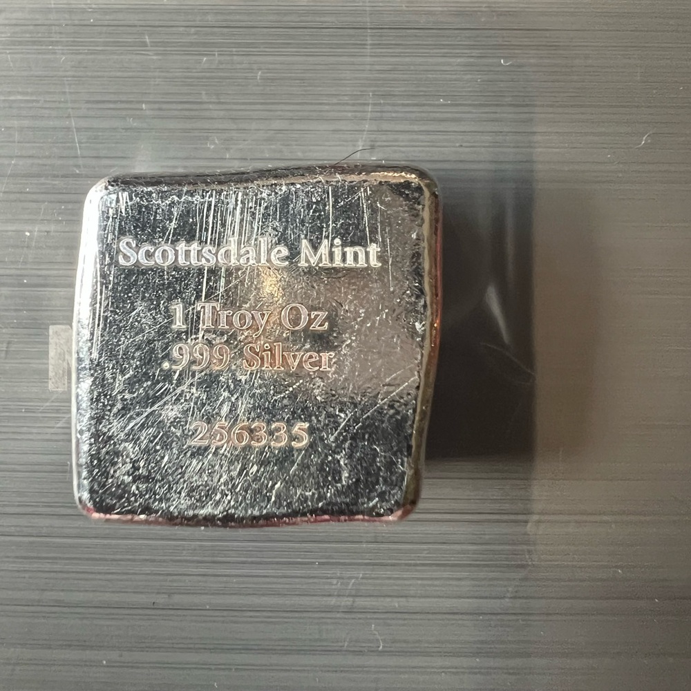 1 oz .999 Silver Bar - Hand Poured Solid Silver Bullion Square #A559 - Picture 5 of 5